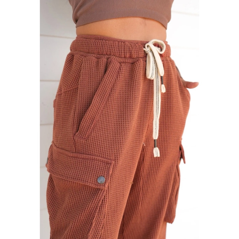 POL Brick Waffle Knit Regular Fit Waffle Knit Cotton Joggers - Picture 3 of 10